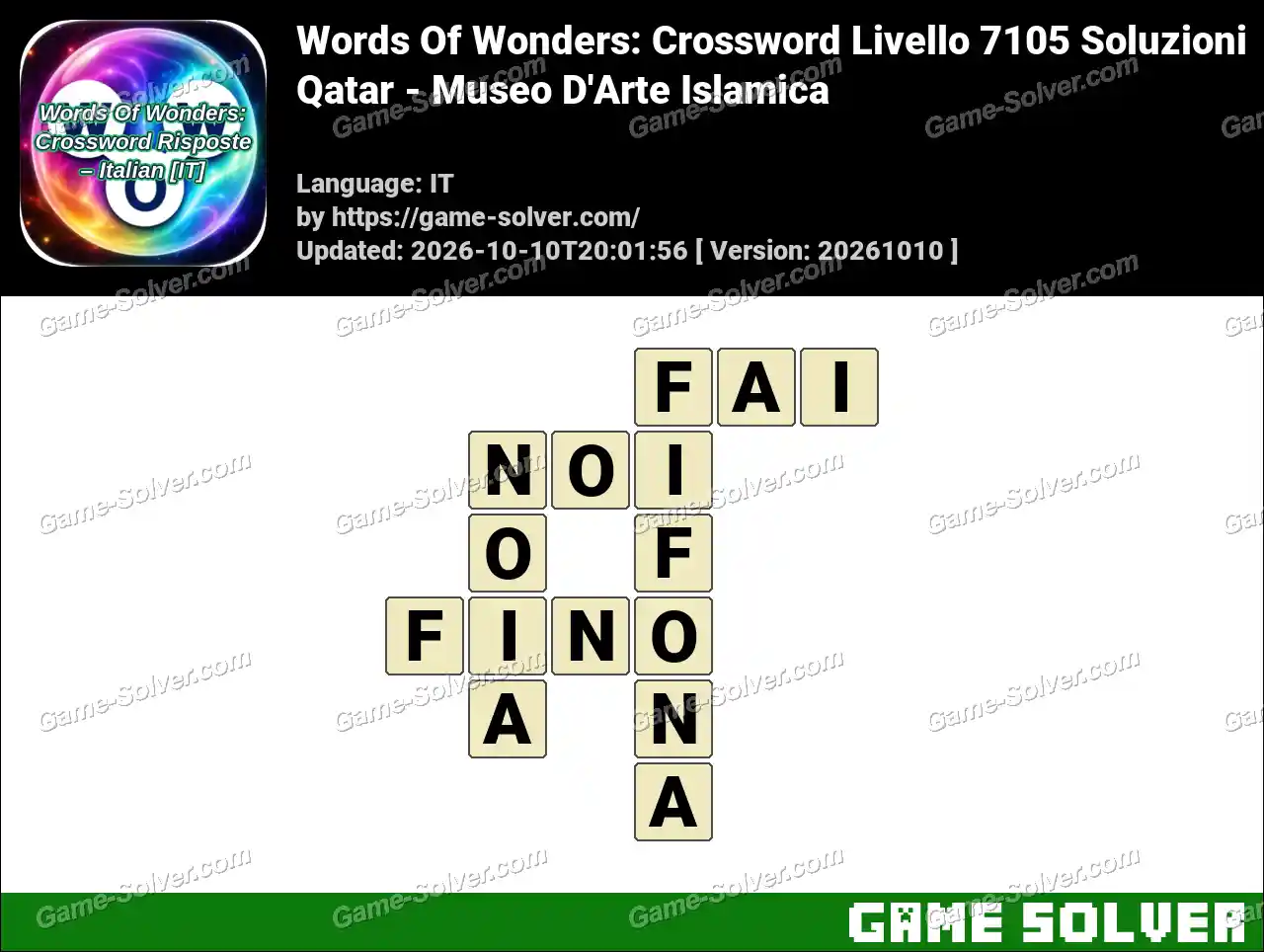 Words Of Wonders: Crossword Livello 7105 Soluzioni – Qatar – Museo D’Arte Islamica